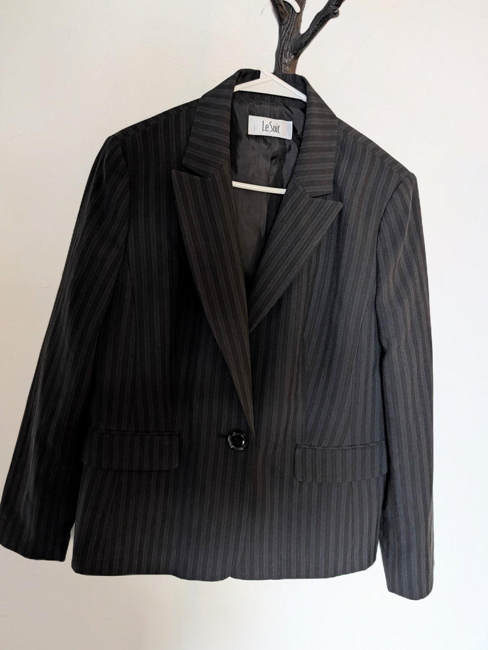 Le Suit Women's Black Pinstripe Blazer